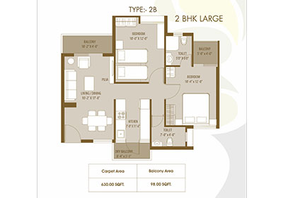 2 BHK Large Apartment A