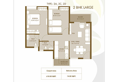 2 BHK Large Apartment