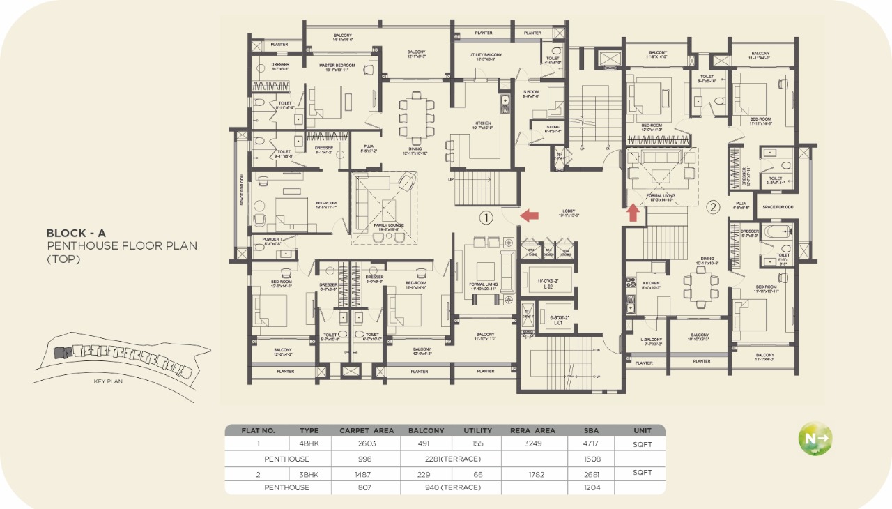 BLOCK- A Penthouse Floor Plan 